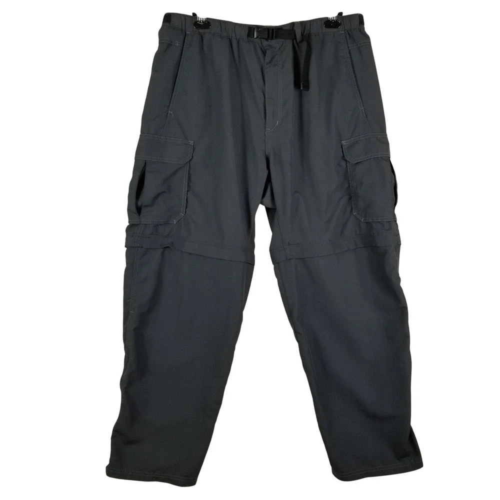REI Co-op Mens XL x 30 Convertible Hiking Cargo Pants Gray Nylon UPF 50+ Zip Off